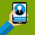 Smartphone: E Recruiting - Flat Design Royalty Free Stock Photo