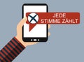 Mobile Phone: Every vote counts german- Flat Design