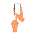 Hand holding smartphone, gestures use Royalty Free Stock Photo
