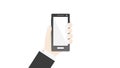 Hand holding smartphone icon commerce concept businesss