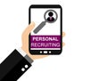 Smartphone: Personal Recruiting - Flat Design Royalty Free Stock Photo