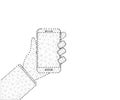 Hand holding smartphone polygon, black-white