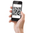 Hand Holding a Smartphone scanning qrcode