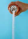 Can pouring sugar stream in calories content of soda energetic and refreshing drinks