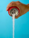 Can pouring sugar stream in calories content of soda energetic and refreshing drinks