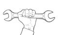 Hand holding spanner Royalty Free Stock Photo