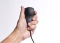 Hand holding speaker microphone Royalty Free Stock Photo