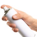 Hand holding a spray Royalty Free Stock Photo