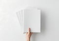 Hand holding stack of blank white paper sheets Royalty Free Stock Photo