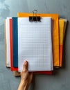 Hand Holding a Stack of Paperwork and Folders Royalty Free Stock Photo