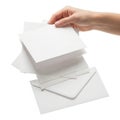 Hand holding stack of white paper sheets Royalty Free Stock Photo