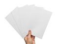 Hand holding stack of white printer papers Royalty Free Stock Photo