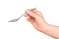 Hand holding a stainless-steel spoon