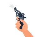 Hand holding starting gun icon. Clipart image