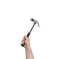 Hand Holding a Steel Hammer with Clipping Path