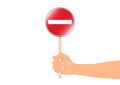 Hand holding stick with no entry sign vector illustration Royalty Free Stock Photo