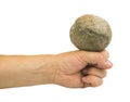 Hand holding stone ball Royalty Free Stock Photo