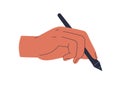 Hand holding stylus. Artists arm, wrist with digital electronic drawing tool, painting and writing instrument for tablet