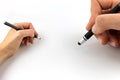 Hand holding stylus isolated