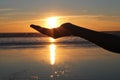 Hand Holding Sunset Royalty Free Stock Photo