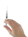 Hand holding syringe Royalty Free Stock Photo