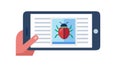 Hand Holding Tablet with Bug Report, vector design Generative AI Royalty Free Stock Photo