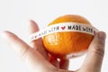 Tangerine with love message