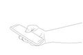 Hand holding telephone. Sketch