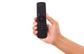 Hand holding television and audio remote control Royalty Free Stock Photo