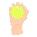 Hand holding a tennis ball Royalty Free Stock Photo
