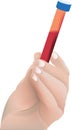 Hand holding test tube of blood for analysis Royalty Free Stock Photo