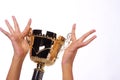 A hand holding a throphy Royalty Free Stock Photo