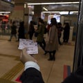 Hand holding tickets railway Japan