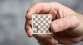 A hand holding a tiny chessboard, Royalty Free Stock Photo