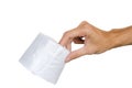 Hand holding toilet paper isolated on white background with clipping path Royalty Free Stock Photo