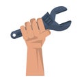 Hand holding tool monkey wrench Royalty Free Stock Photo