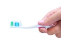 Hand holding tooth brush with tooth paste Royalty Free Stock Photo
