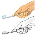 Hand holding toothbrush vector