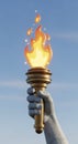 Hand Holding Torch with Flames Royalty Free Stock Photo