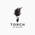 Hand holding torch logo icon vector template,with negative space design style Royalty Free Stock Photo