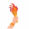 Hand holding torch symbol flat illustration vector design