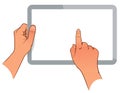 Hand holding a touchpad pc