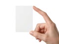 Hand holding transparent card isolated on white background Royalty Free Stock Photo