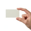 Hand holding a transparent rectangle against a white background isolated on white background Royalty Free Stock Photo