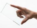 Hand holding a transparent rectangle object Royalty Free Stock Photo