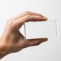 Hand holding transparent rectangle object Royalty Free Stock Photo