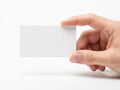 Hand holding a transparent rectangle over a white background Royalty Free Stock Photo