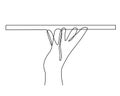 Hand holding tray one-line art,hand drawn continuous contour.Waiter palms with fingers carry order to customer,drawing single line