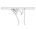Hand holding tray one-line art,hand drawn continuous contour.Waiter palms with fingers carry order to customer,drawing single line