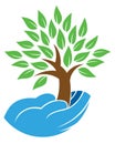 Hand holding tree logo